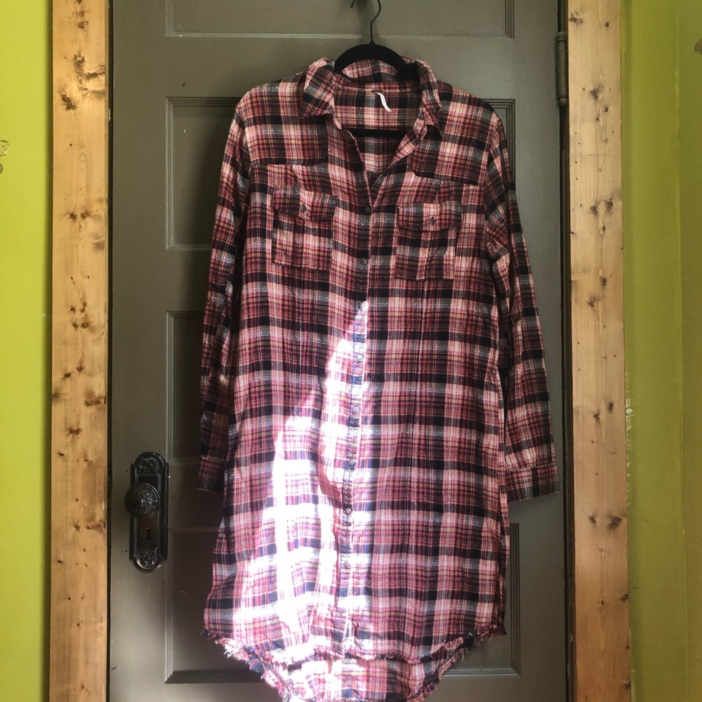 - Free People flannel shirt dress